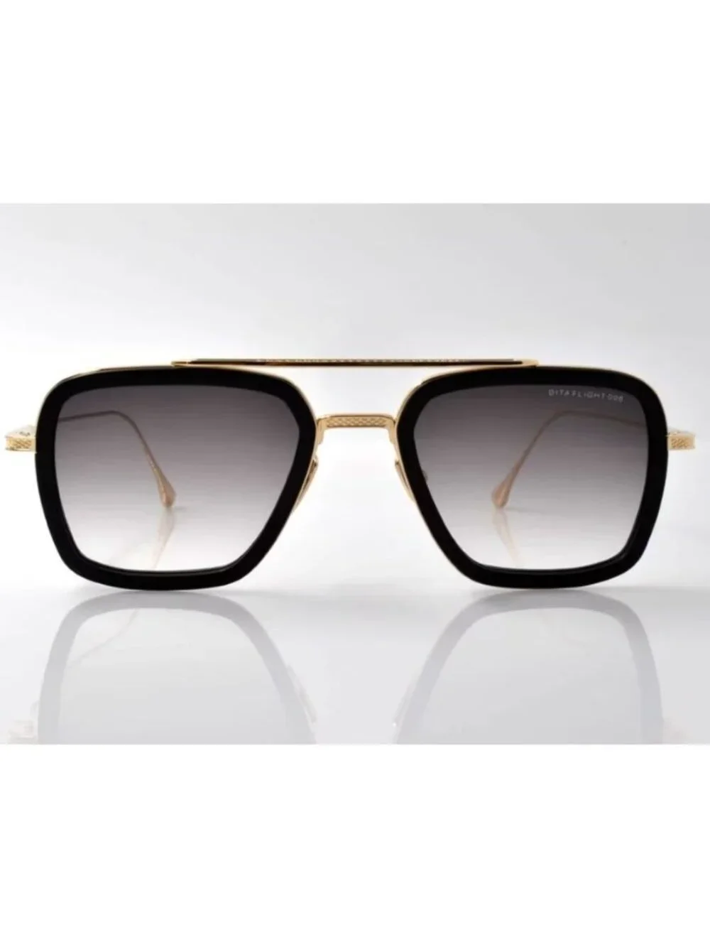 Square Aviator Unisex Sunglasses With Gold Frame And Gradient Black/Grey Lenses
